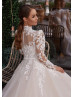 Beaded Lace Satin Chic Wedding Dress With Detachable Train